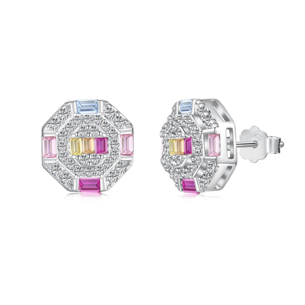 [Amore Jewels]Ornate Colorful Octagon Shape Daily Earrings