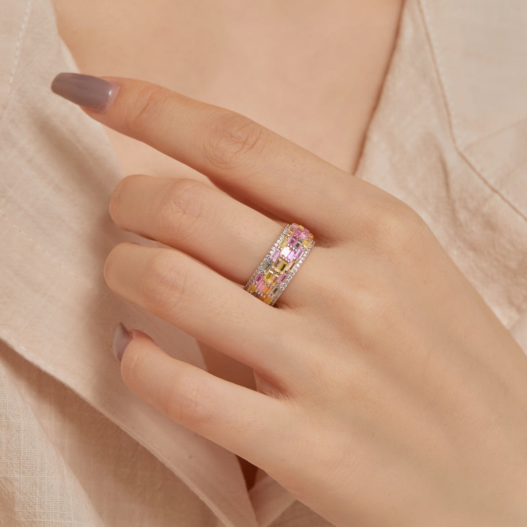 [Amore Jewels]Radiant Colorful Radiant Cut Daily Ring