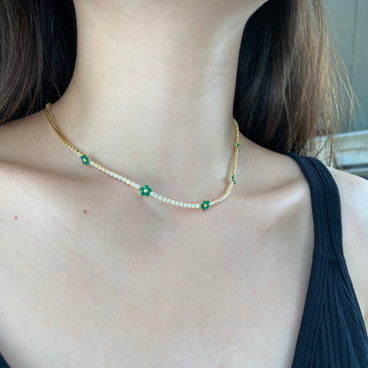 [Amore Jewels]Luxurious Colorful Flower Tennis Necklace