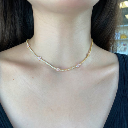 [Amore Jewels]Luxurious Colorful Flower Tennis Necklace