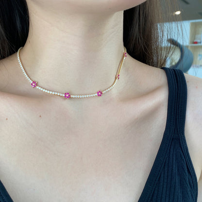 [Amore Jewels]Luxurious Colorful Flower Tennis Necklace