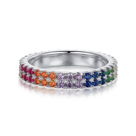 [Amore Jewels]Unique Colorful Round Cut Tennis Ring