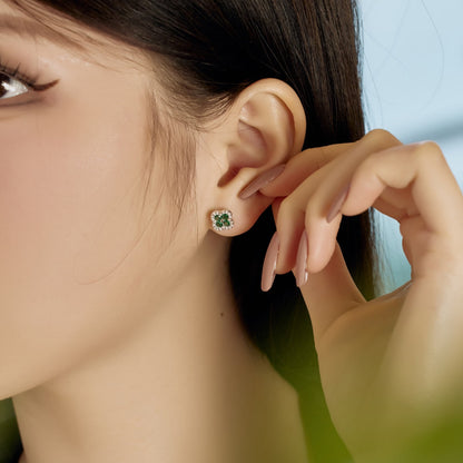 [Amore Jewels]Four-Leaf Clover Flower Shaped Earrings