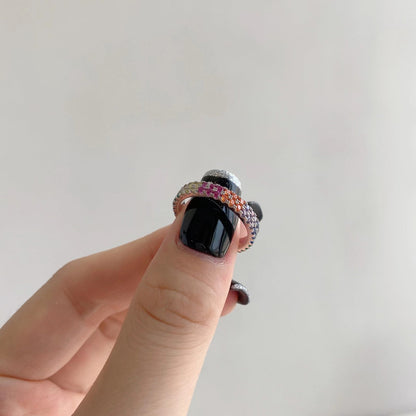 [Amore Jewels]Unique Colorful Round Cut Tennis Ring