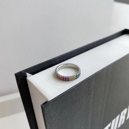 [Amore Jewels]Unique Colorful Round Cut Tennis Ring
