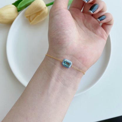 [Amore Jewels]2.0 Carat Sparkling Colorful Emerald Cut Daily Bracelet