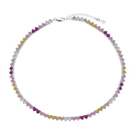 [Amore Jewels]Sparkling Colorful Full Heart Tennis Necklace
