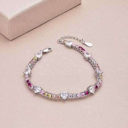 [Amore Jewels]Romantic Heart Shape Round Cut Lover Bracelet