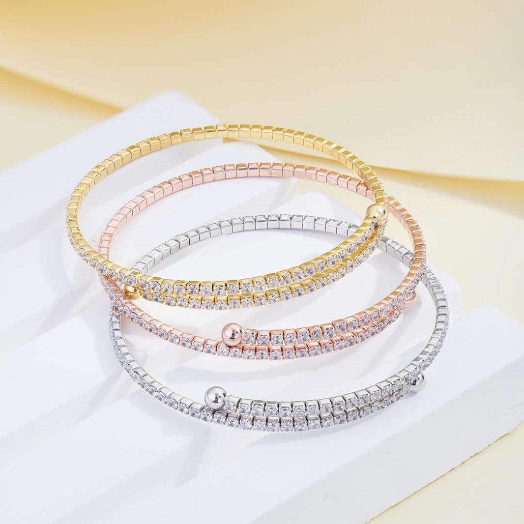 [Amore Jewels]Row of Diamonds Round Fashion Bracelet