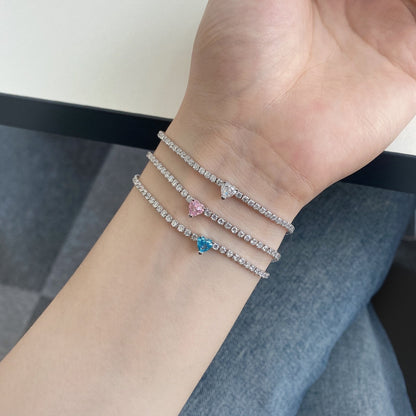 [Amore Jewels]0.5 Carat Elegant Romantic Heart Shape Lover Bracelet