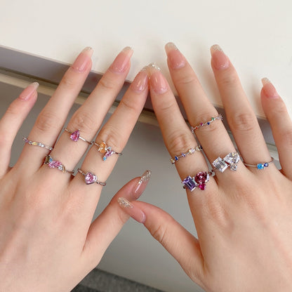 [Amore Jewels]Radiant Colorful Multi Cut Daily Ring