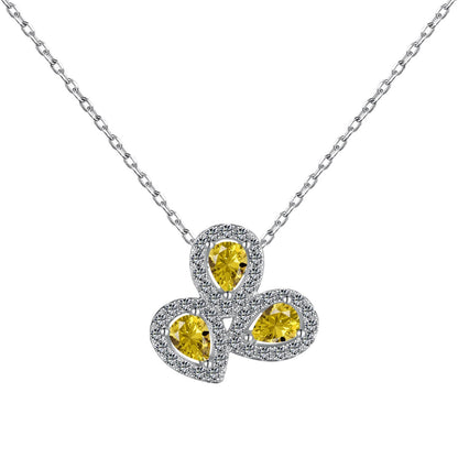 [Amore Jewels]Elegant Flower Shape Pear Cut Necklace