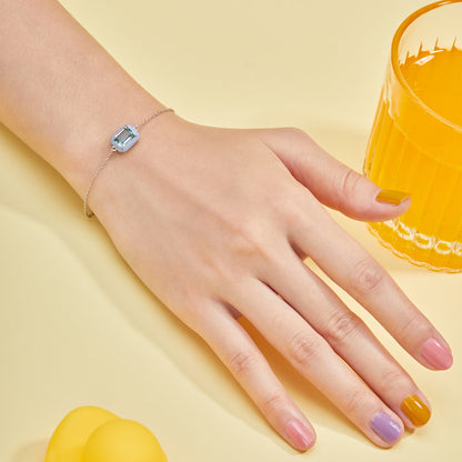[Amore Jewels]2.0 Carat Sparkling Colorful Emerald Cut Daily Bracelet
