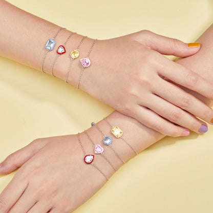 [Amore Jewels]2.0 Carat Sparkling Colorful Emerald Cut Daily Bracelet