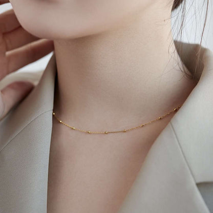 [Amore Jewels]Small Bead Clavicle Chain Simple Necklace