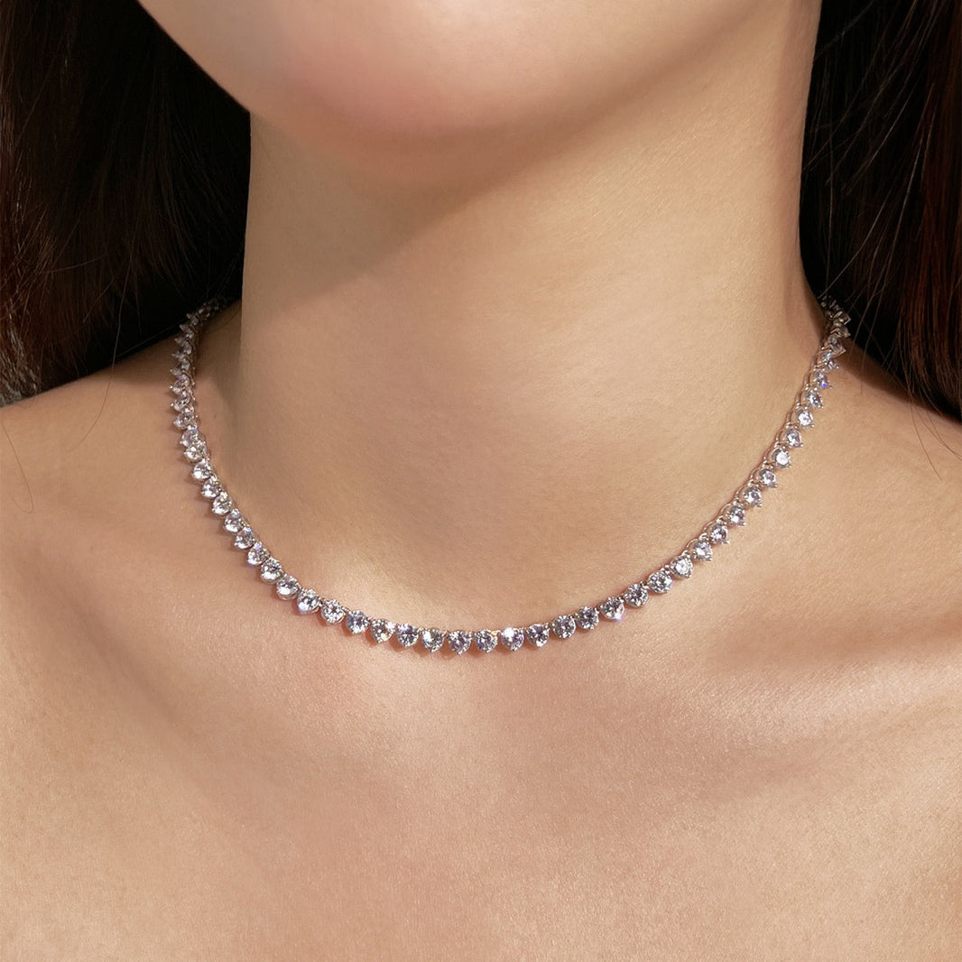 [Amore Jewels]Ornate Heart Cut Tennis Necklace