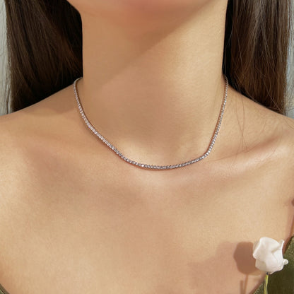 [Amore Jewels]Delicate Round Shape Tennis Necklace