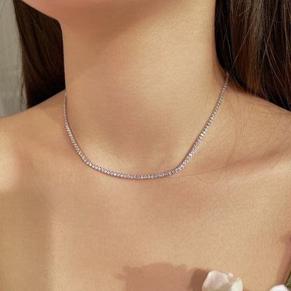 [Amore Jewels]Delicate Round Shape Tennis Necklace