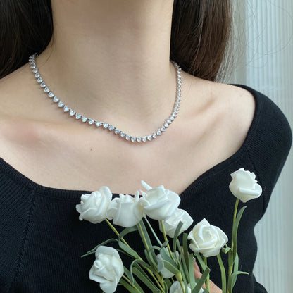 [Amore Jewels]Ornate Heart Cut Tennis Necklace