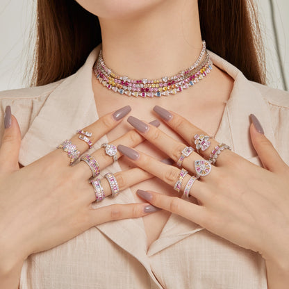 [Amore Jewels]Sparkling Colorful Water Drop Shape Daily Ring
