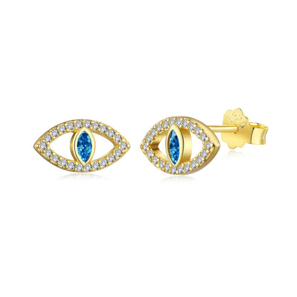 [Amore Jewels]Blue Devil Eyes Hollow Stud Earrings
