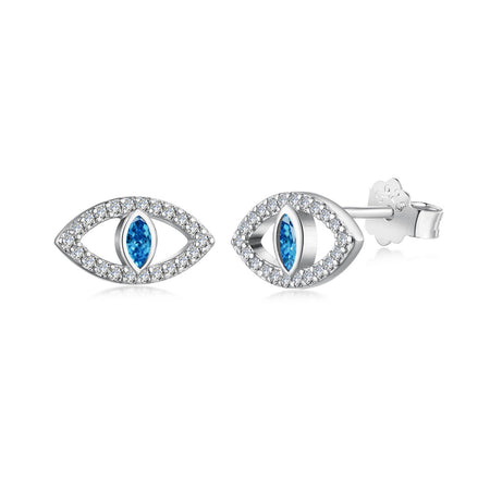 [Amore Jewels]Blue Devil Eyes Hollow Stud Earrings
