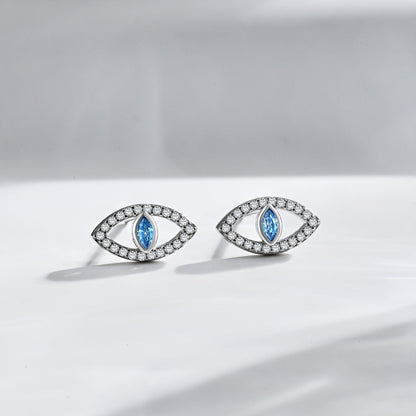 [Amore Jewels]Blue Devil Eyes Hollow Stud Earrings