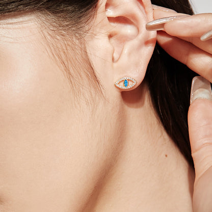 [Amore Jewels]Blue Devil Eyes Hollow Stud Earrings
