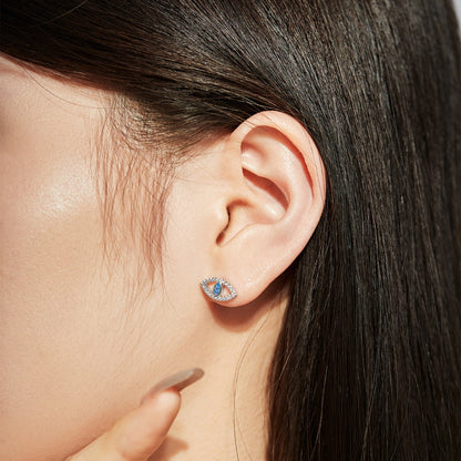 [Amore Jewels]Blue Devil Eyes Hollow Stud Earrings