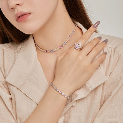 [Amore Jewels]Radiant Colorful Rainbow Necklace