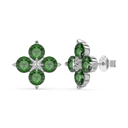 [Amore Jewels]Four-Leaf Clover Eight-Pointed Star Earrings