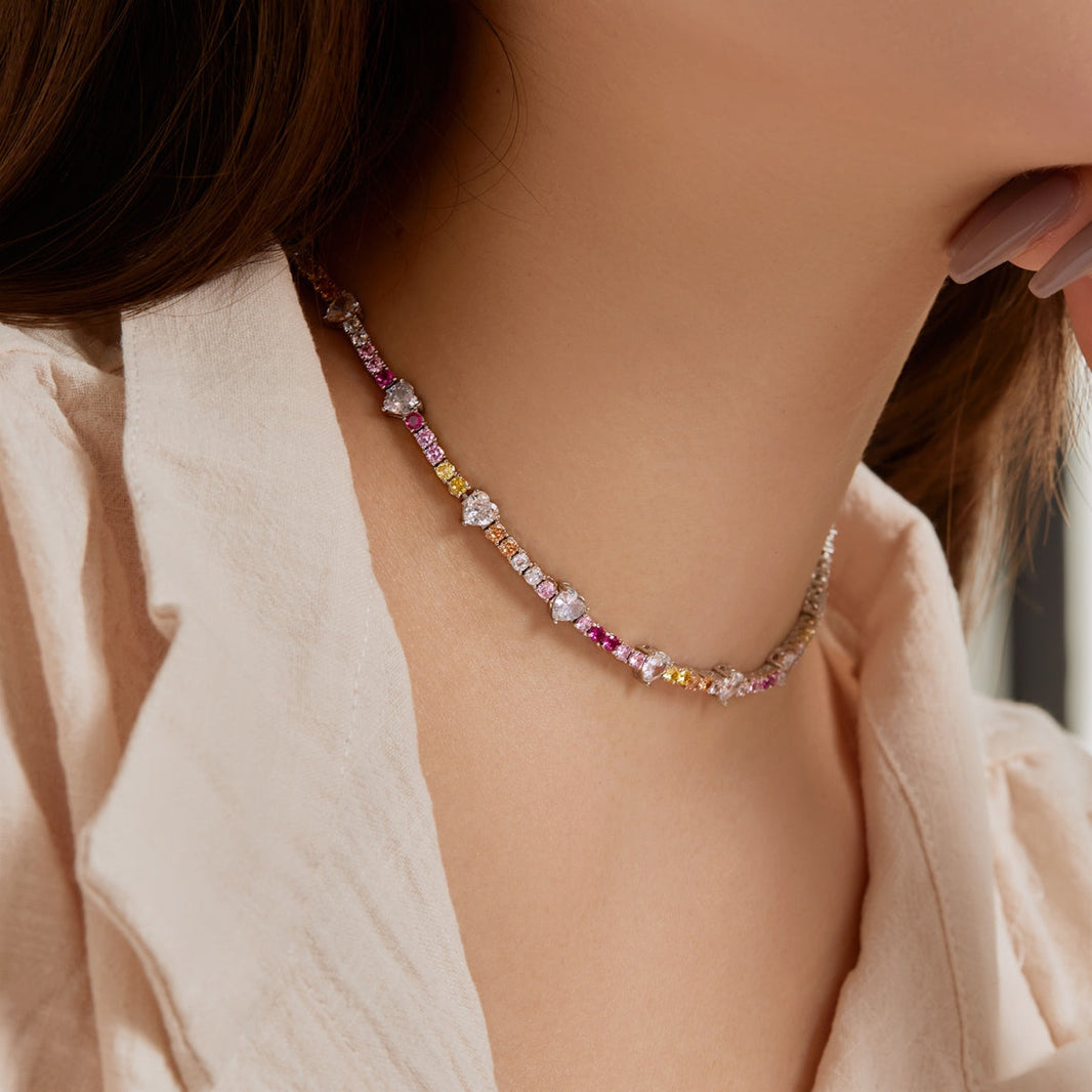 [Amore Jewels]Delicate Colorful Rainbow Tennis Chain