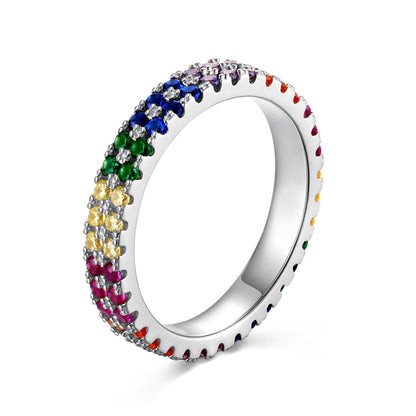 [Amore Jewels]Unique Colorful Round Cut Tennis Ring