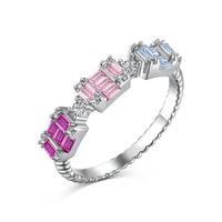 [Amore Jewels]Unique Colorful Emerald Cut Party Ring