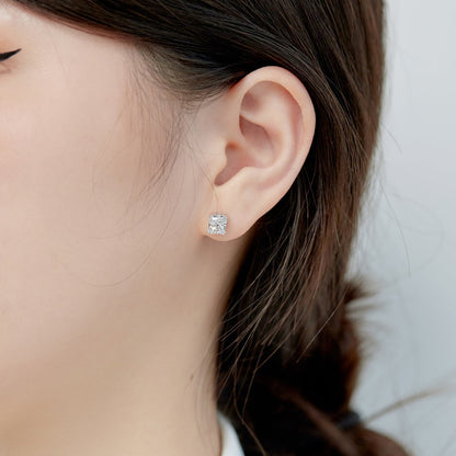 [Amore Jewels]1.0 Carat Radiant Princess Cut Wedding Earrings