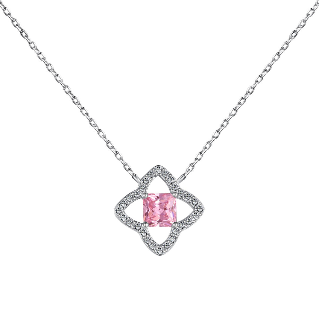 [Amore Jewels]Exquisite Flower Shape Princess Cut Necklace