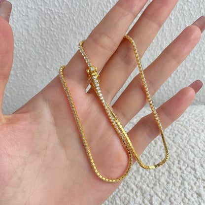 [Amore Jewels]Delicate Round Shape Tennis Necklace
