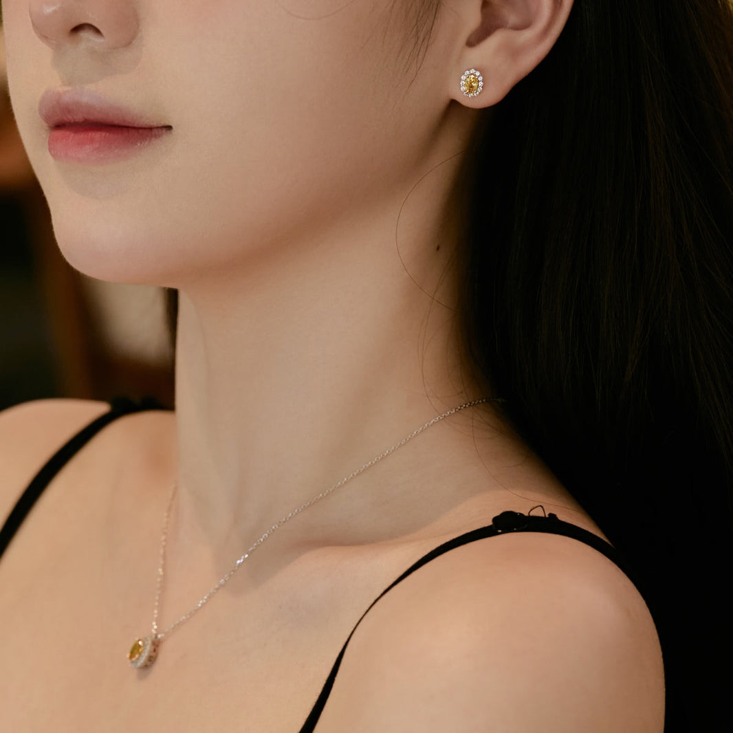 [Amore Jewels]Delicate Unique Oval Cut Daily Earrings