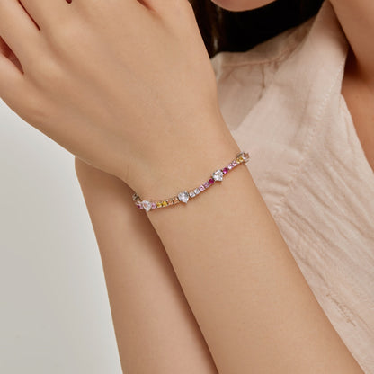 [Amore Jewels]Romantic Heart Shape Round Cut Lover Bracelet