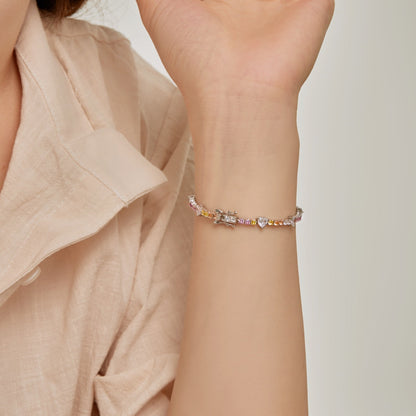 [Amore Jewels]Romantic Heart Shape Round Cut Lover Bracelet