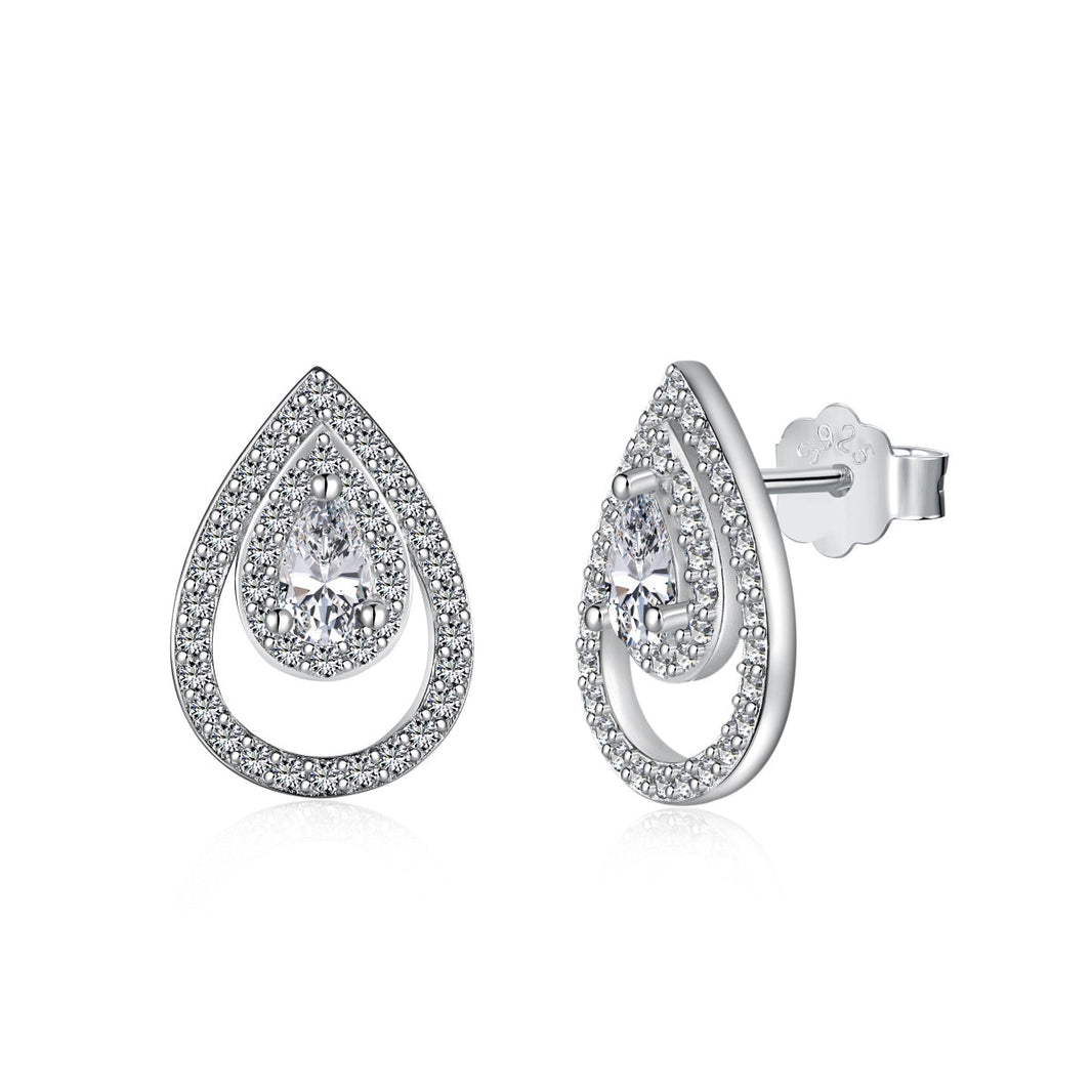 [Amore Jewels]Sparkling Delicate Water Drop Shape Daily Earrings