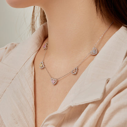 [Amore Jewels]Sparkling Five Heart Necklace