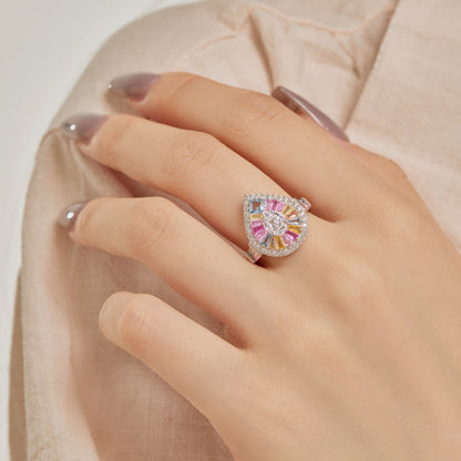 [Amore Jewels]Elegant Colorful Water Drop Shape Banquet Ring