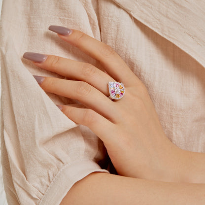 [Amore Jewels]Elegant Colorful Water Drop Shape Banquet Ring
