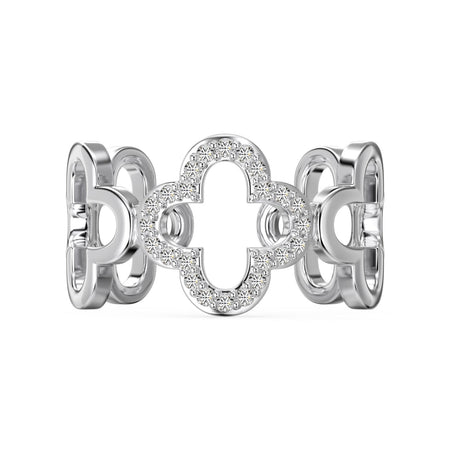 [Amore Jewels]Hollow Design Four-Leaf Clover Flower Shape Ring