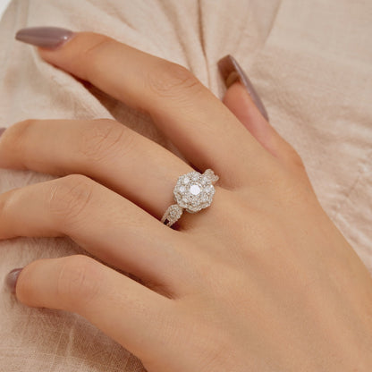 [Amore Jewels]Delicate Colorful Round Cut Flower Shape Wedding Ring