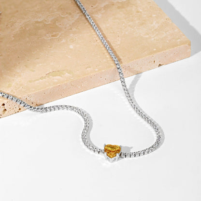 [Amore Jewels]2.0 Carat Sparkling Tennis Heart Cut Necklace