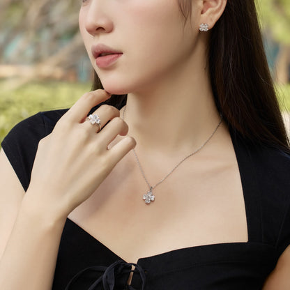 [Amore Jewels]Heart-shaped Four-Leaf Clover Ball Ring