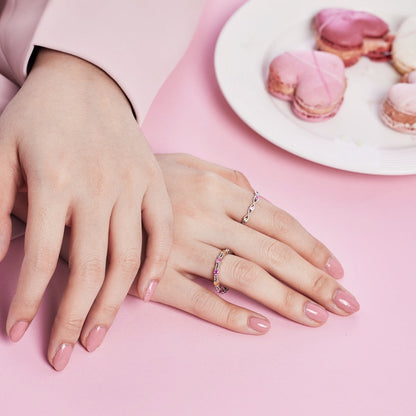 [Amore Jewels]Sparkling Colorful Round Cut Tennis Ring