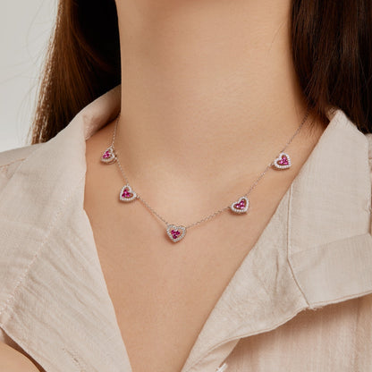 [Amore Jewels]Sparkling Five Heart Necklace